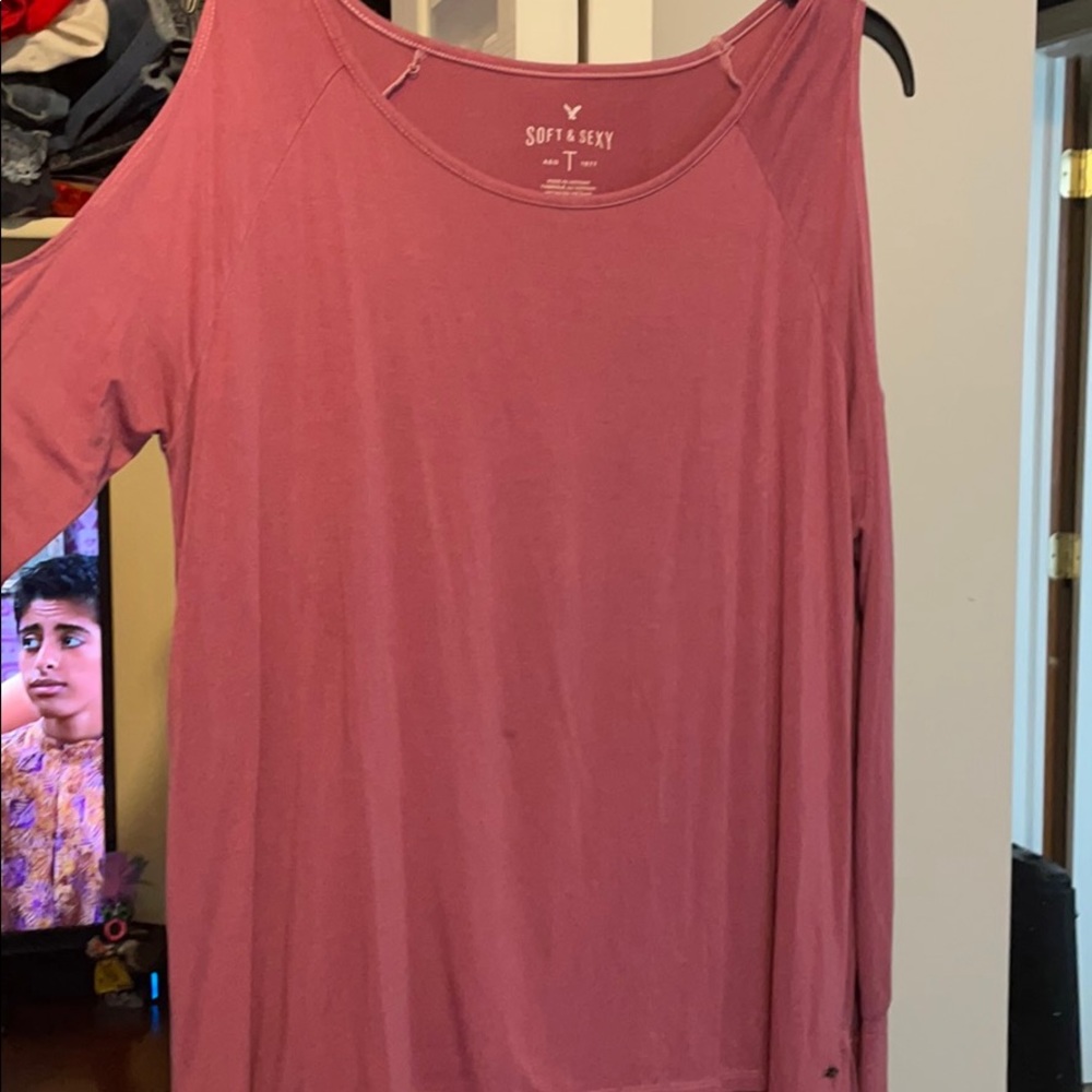 Super soft long sleeve cut shoulder